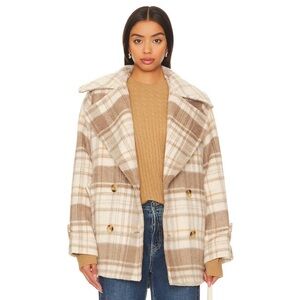 NEW Free People Highlands Oversized Plaid Peacoat